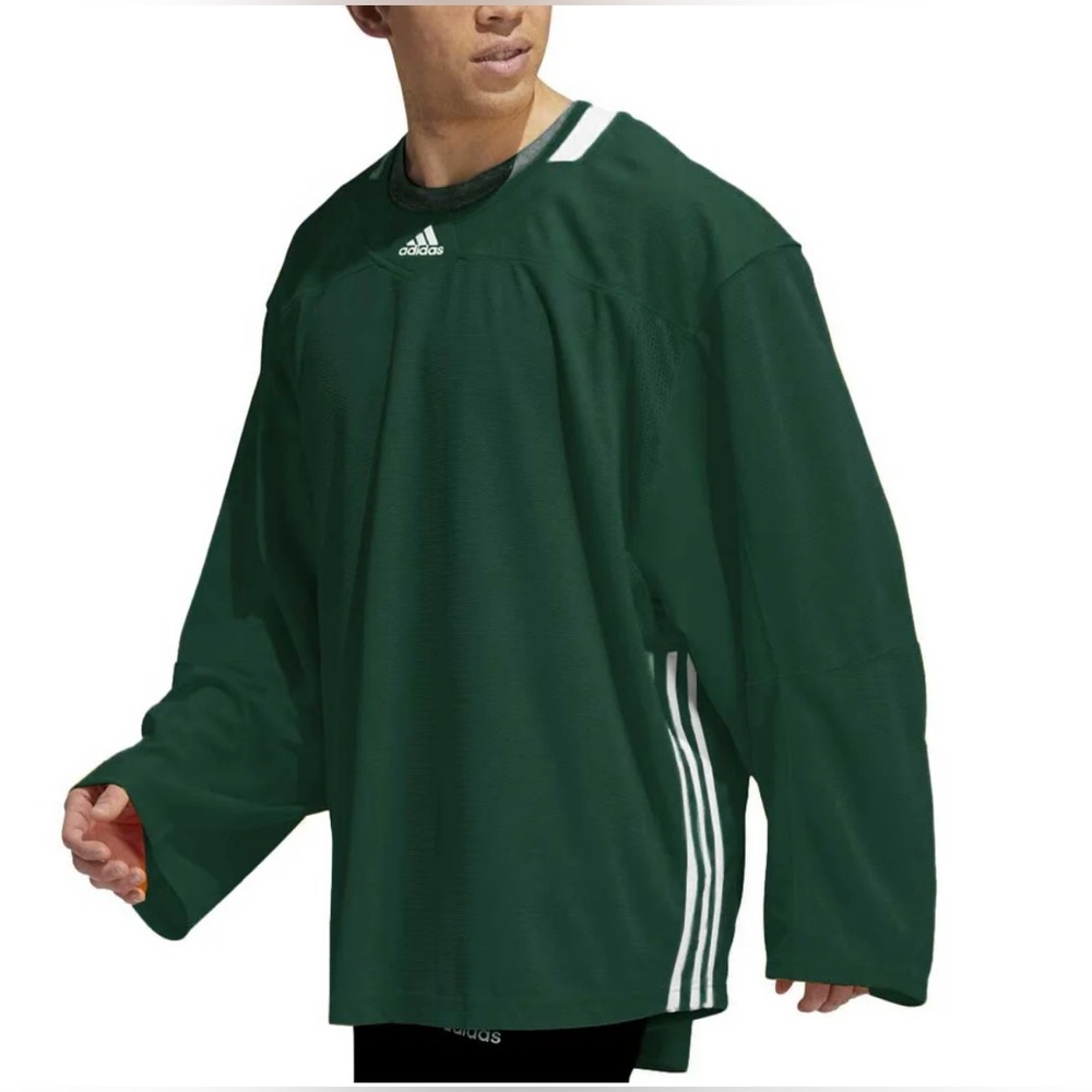 Adidas Hockey Jersey Size 56G Green Adidas Stock Training Goalie w/ Fight Strap